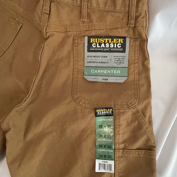 NWT 🆕🐴MEN'S Rustler Classic carpenter by Wrangler. 36 x 30 brown - Picture 1 of 8